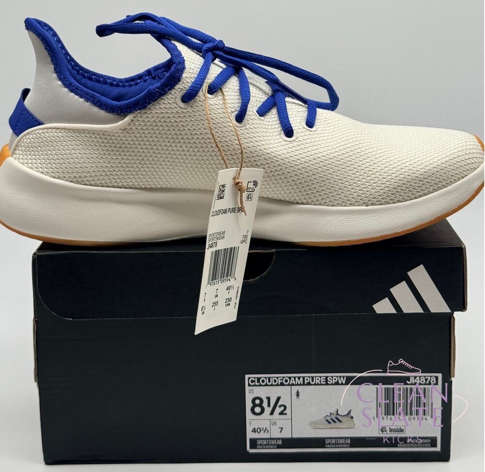 Adidas Cloudfoam Pure SPW White/Blue, Women's 8.5 NIB/NWT